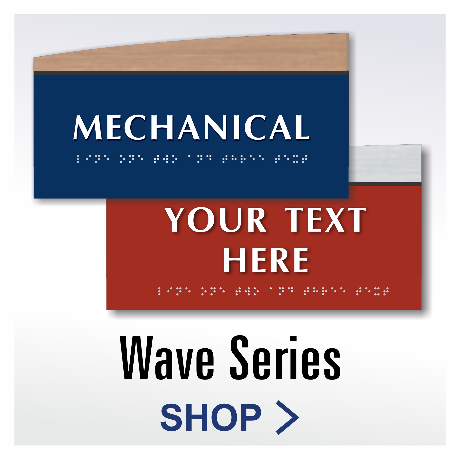 Wave Series tactile ADA room identification signs